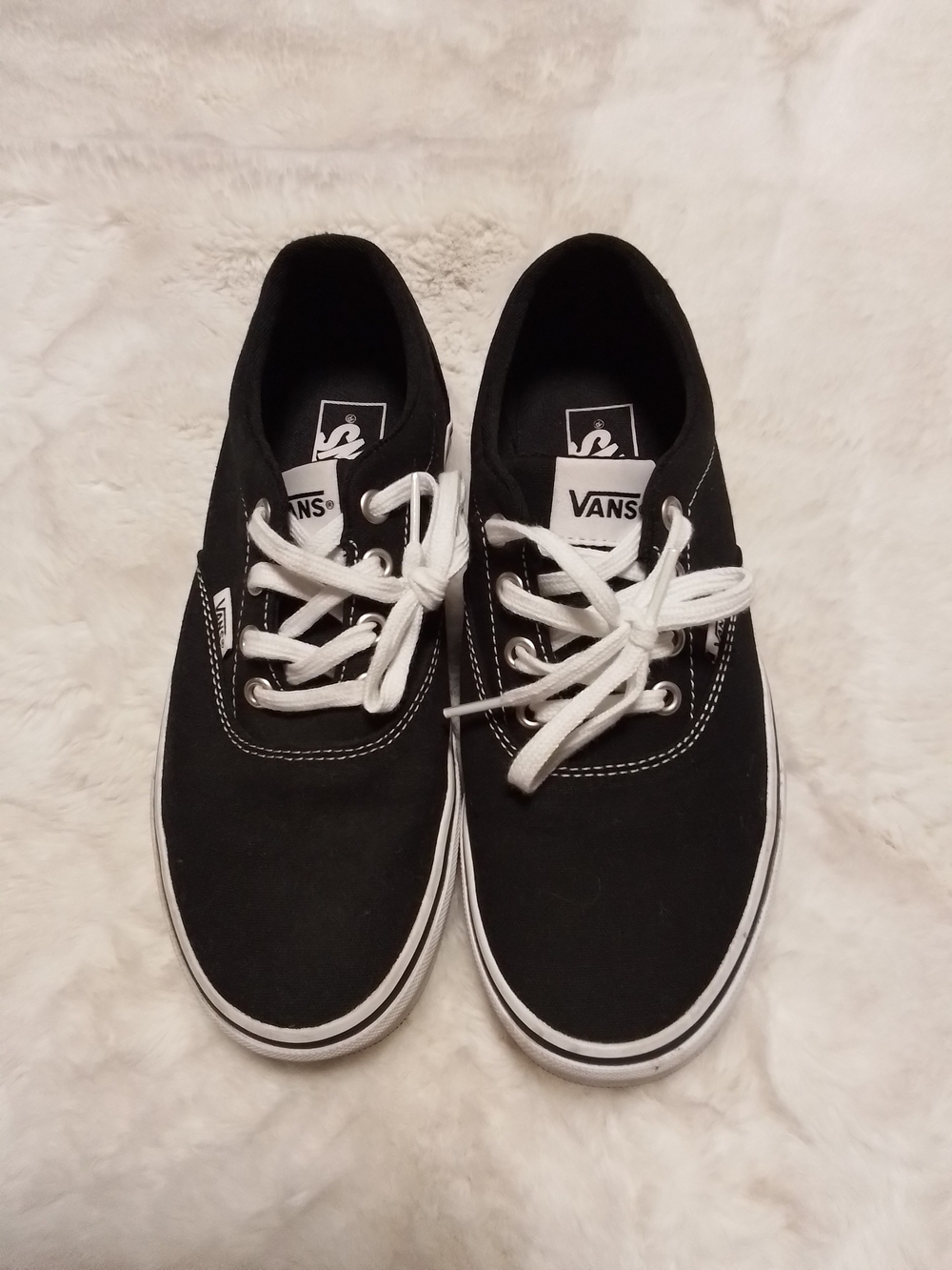 Vans Black Canvas Authentic Sneakers with White Laces